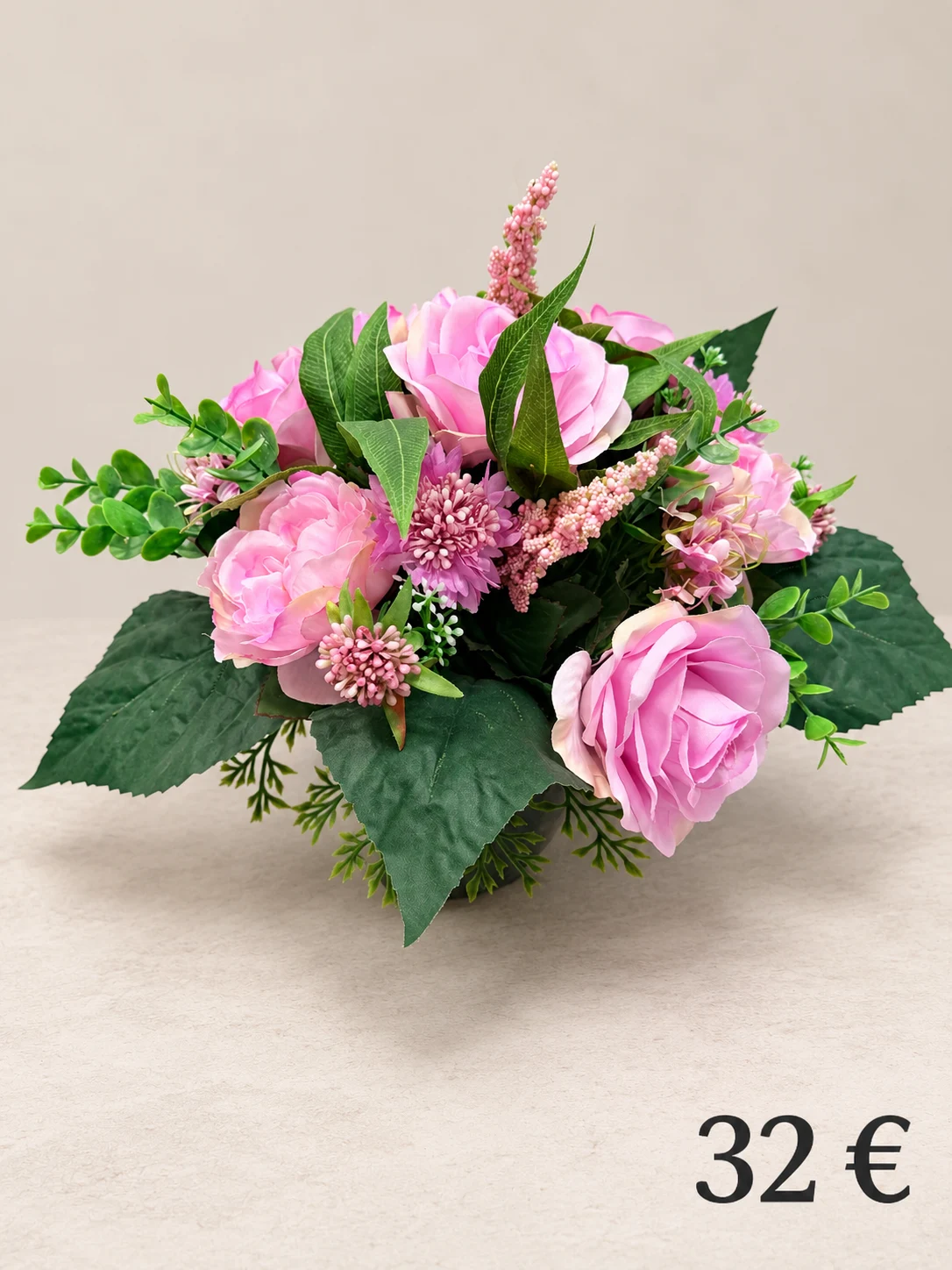 Composition de roses et lys roses