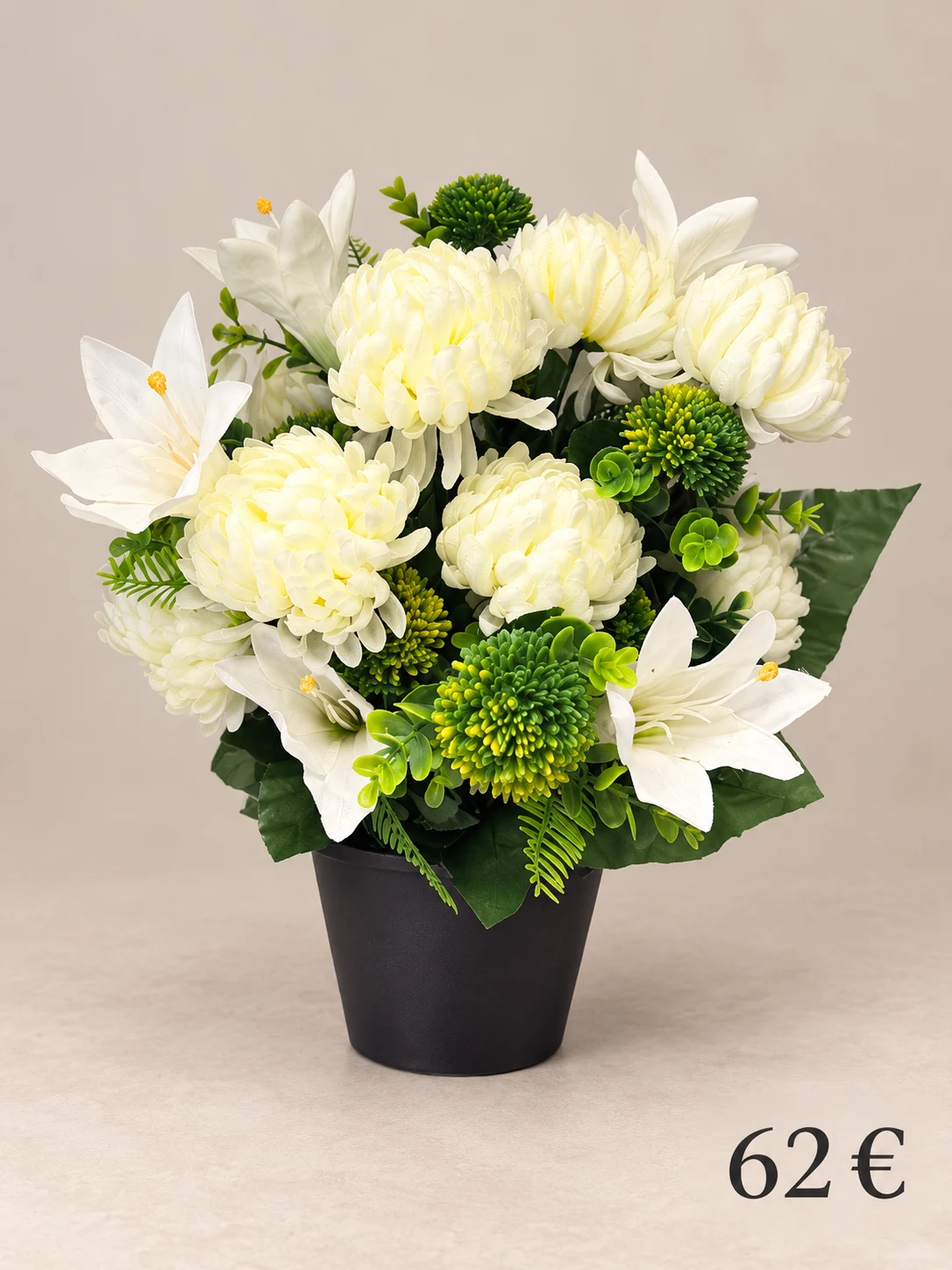 Chrysanthèmes et lys blancs
